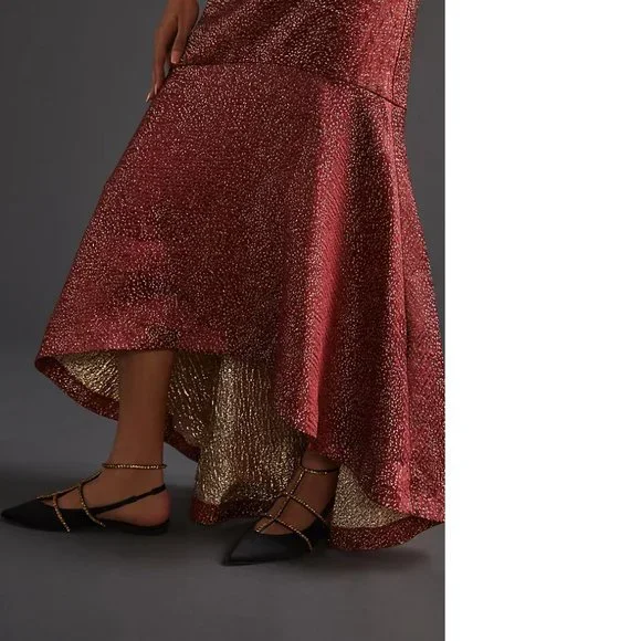 ML Monique Lhuillier Flounced Maxi Dress size 2p new with tag - Picture 2 of 9